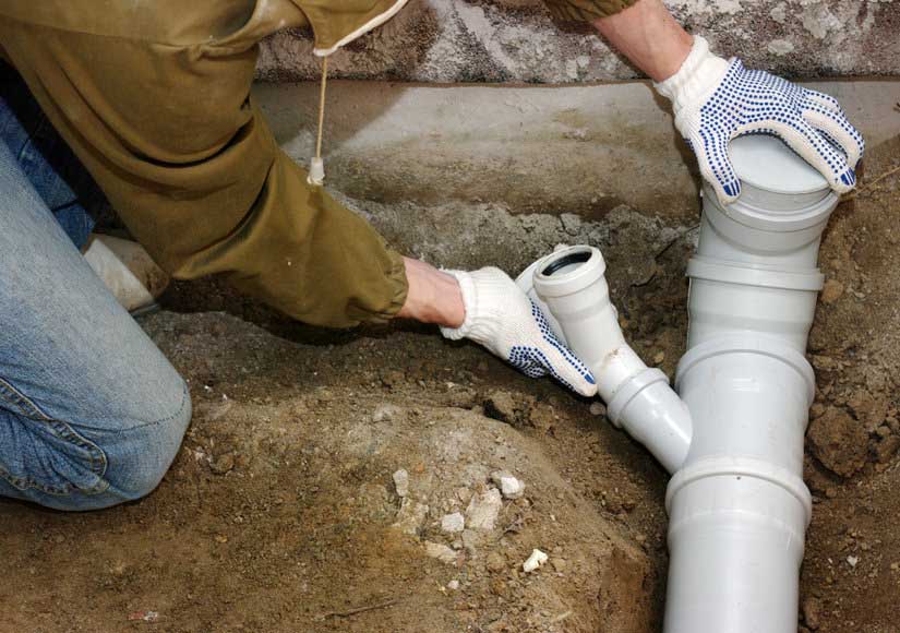 a plumber inspecting the sewer line
